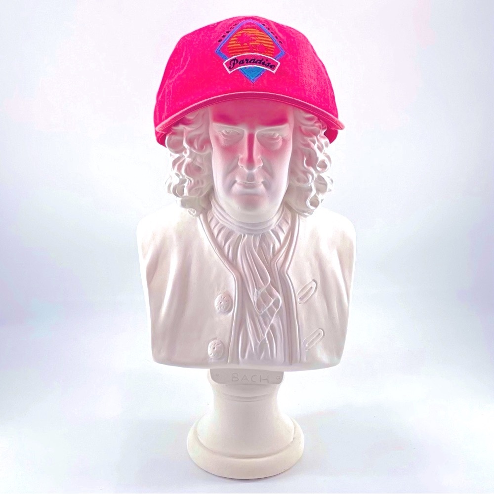 Muka Beach Surf Paradise Surfer Trucker Hot Pink Tropical Day Glo Cap Hat 1980’s